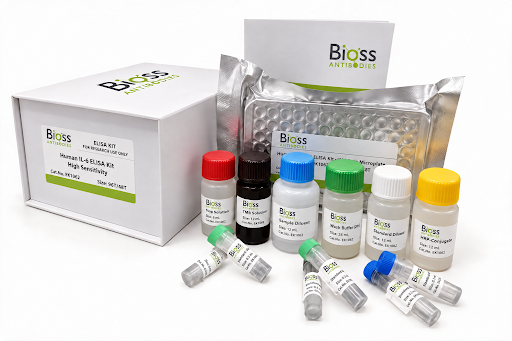 Representative Bioss ELISA kit packaging; contents and labels vary by product.